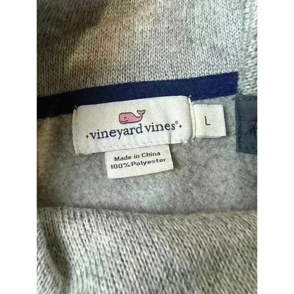 Vineyard Vines Mixed Media Quilted Sweater Pullover Size Large Gray/Navy - Picture 6 of 8